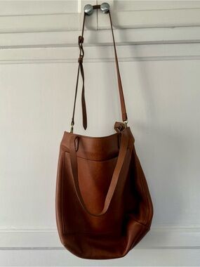 Brown Leather Tote Bag with Adjustable Strap